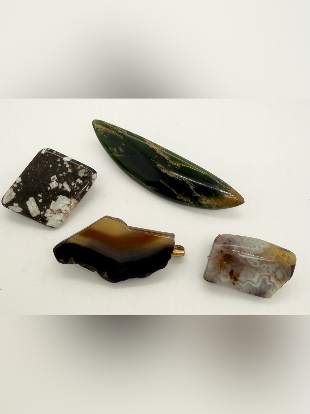 4 Natural Agate Stone Crystal Geode Brooch Tie Pin Western Rodeo NFR Cowboy